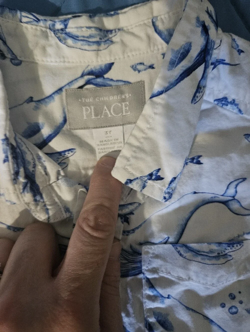 The Children's Place Light Blue Short Sleeve Shark Print Button-Down Shirt